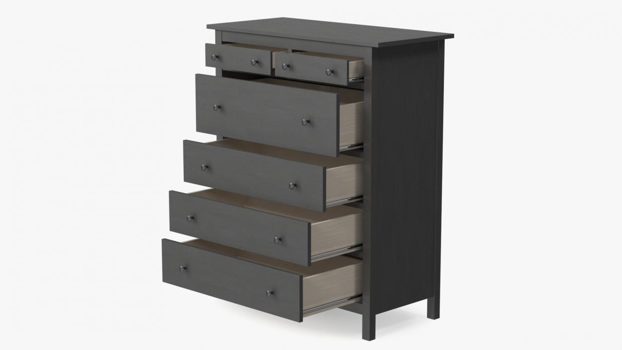 6 Drawer Ikea Chest Dark Gray 3D model