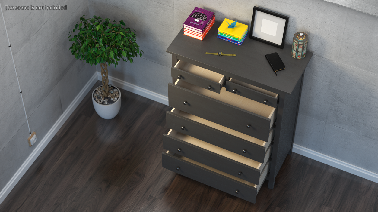 6 Drawer Ikea Chest Dark Gray 3D model