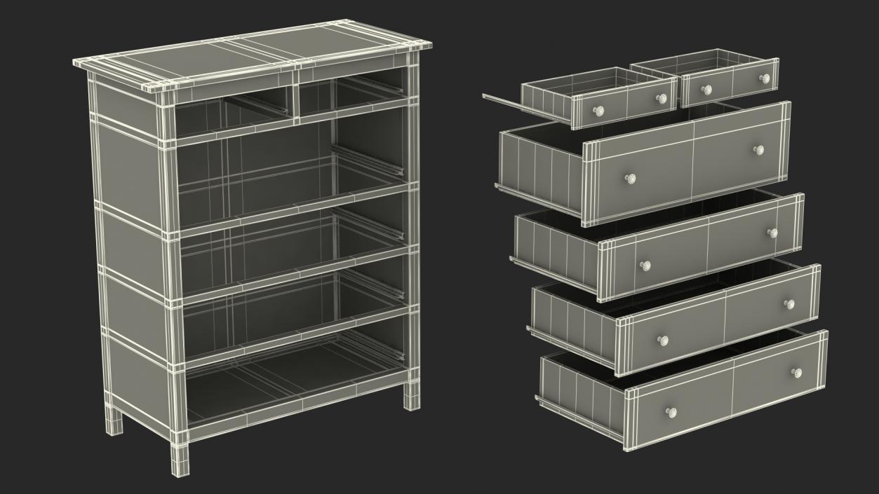 6 Drawer Ikea Chest Dark Gray 3D model