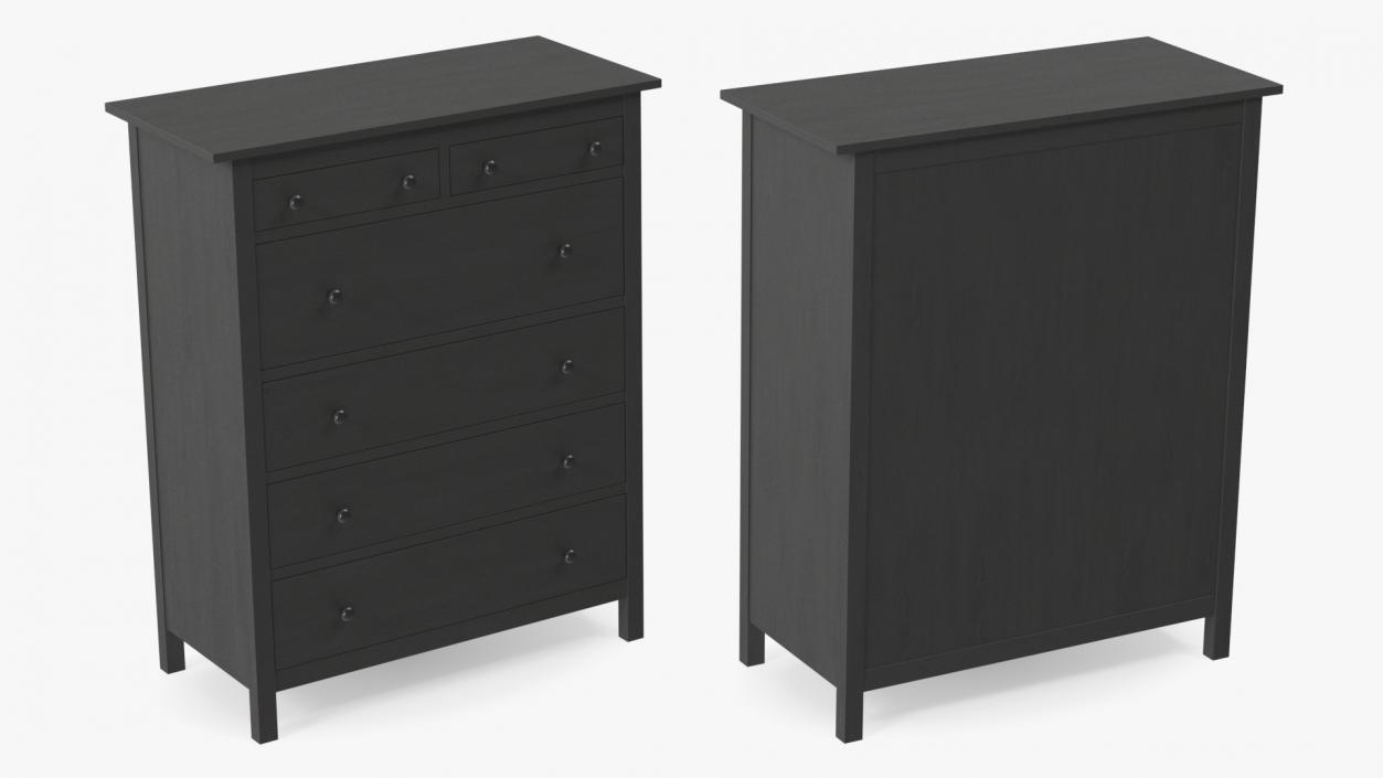 6 Drawer Ikea Chest Dark Gray 3D model