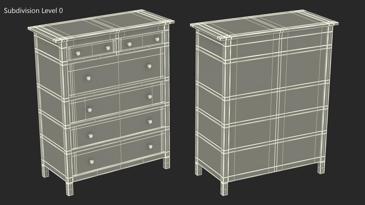 6 Drawer Ikea Chest Dark Gray 3D model