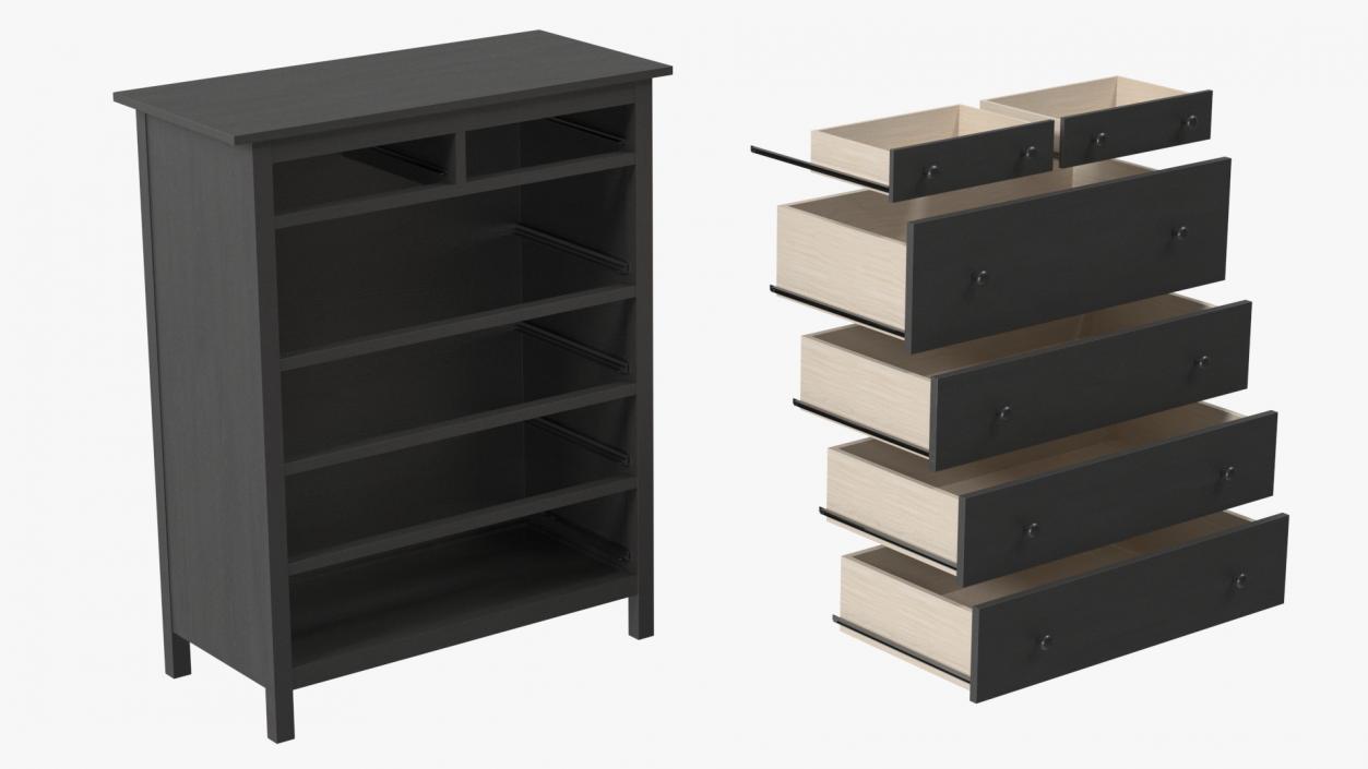 6 Drawer Ikea Chest Dark Gray 3D model