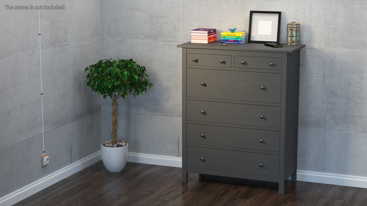 6 Drawer Ikea Chest Dark Gray 3D model