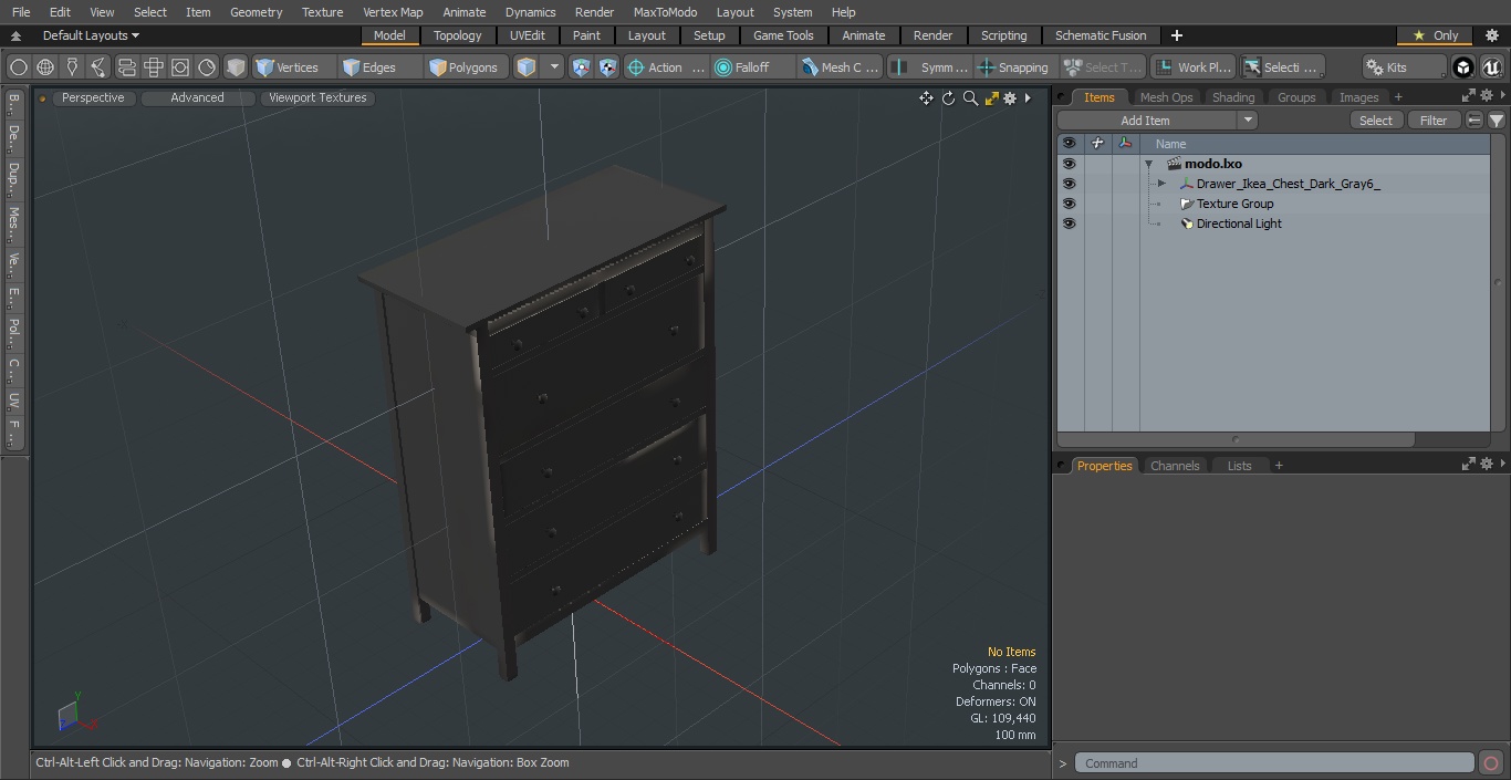 6 Drawer Ikea Chest Dark Gray 3D model