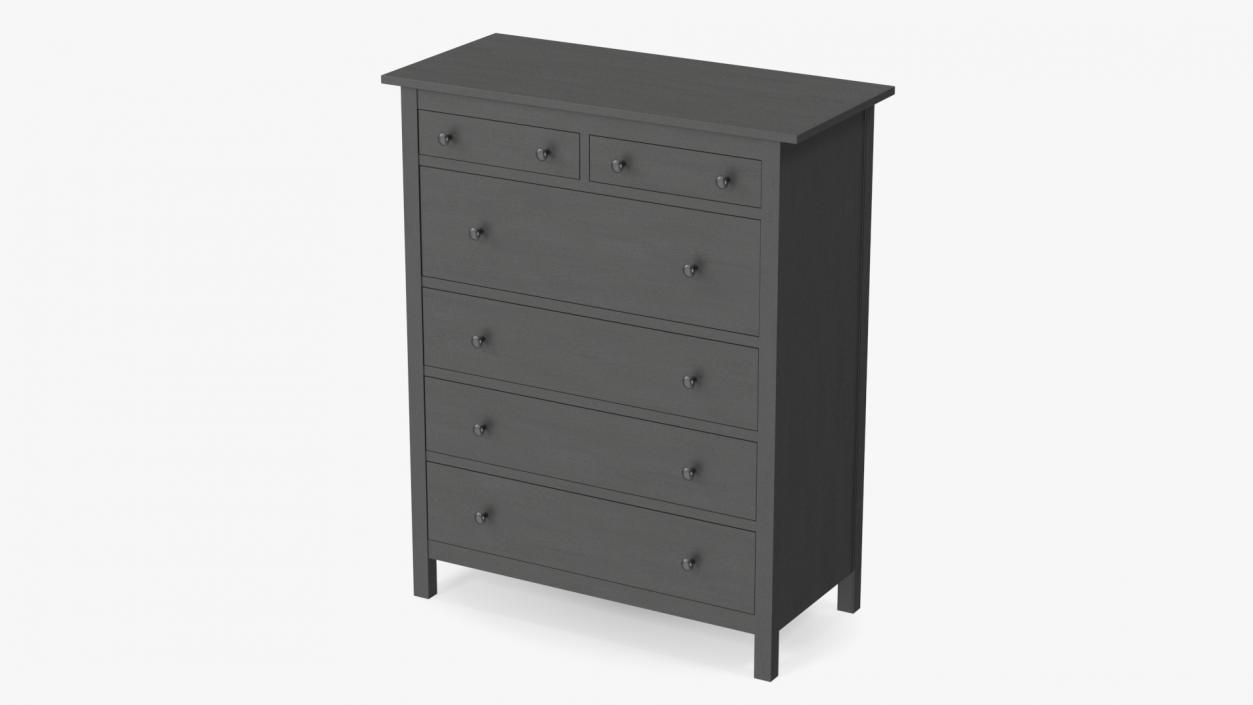 6 Drawer Ikea Chest Dark Gray 3D model