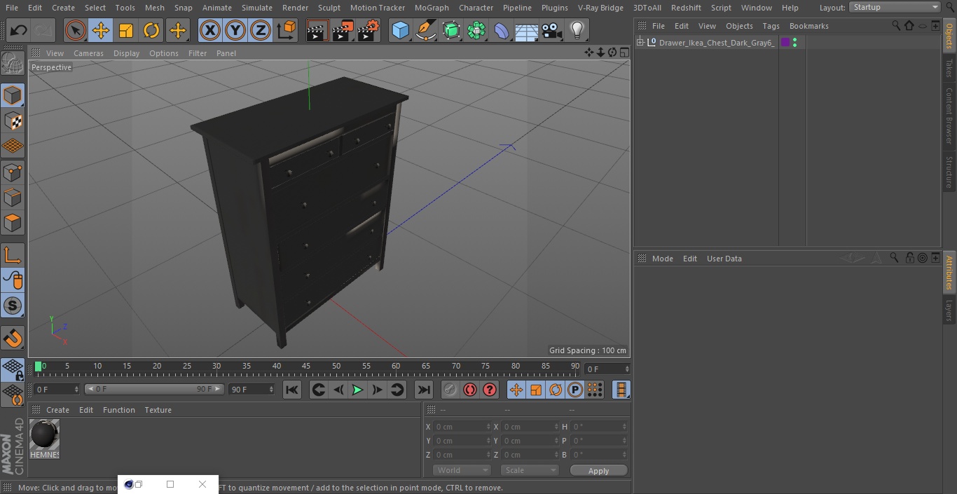 6 Drawer Ikea Chest Dark Gray 3D model