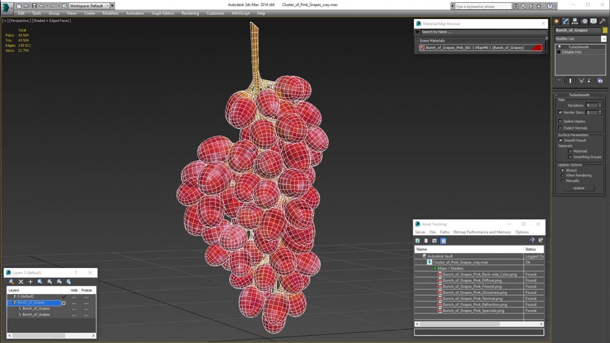 Cluster of Pink Grapes 3D