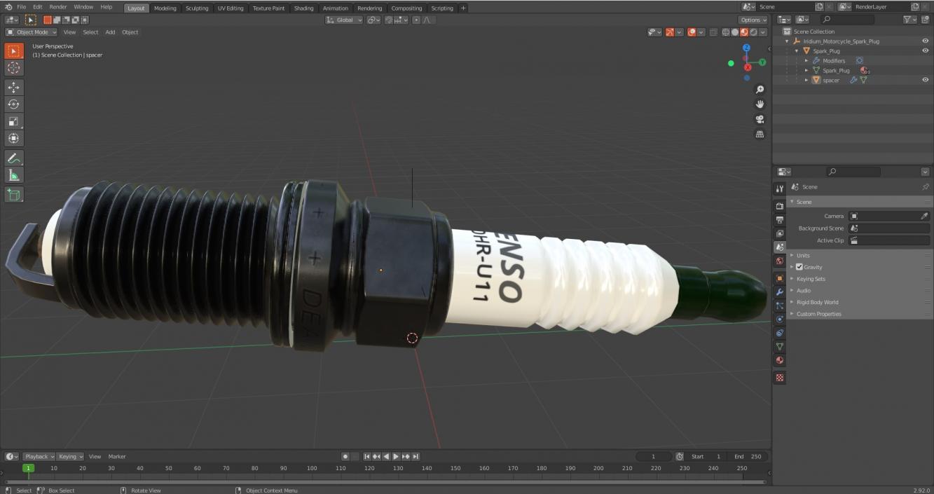 Iridium Motorcycle Spark Plug 3D model