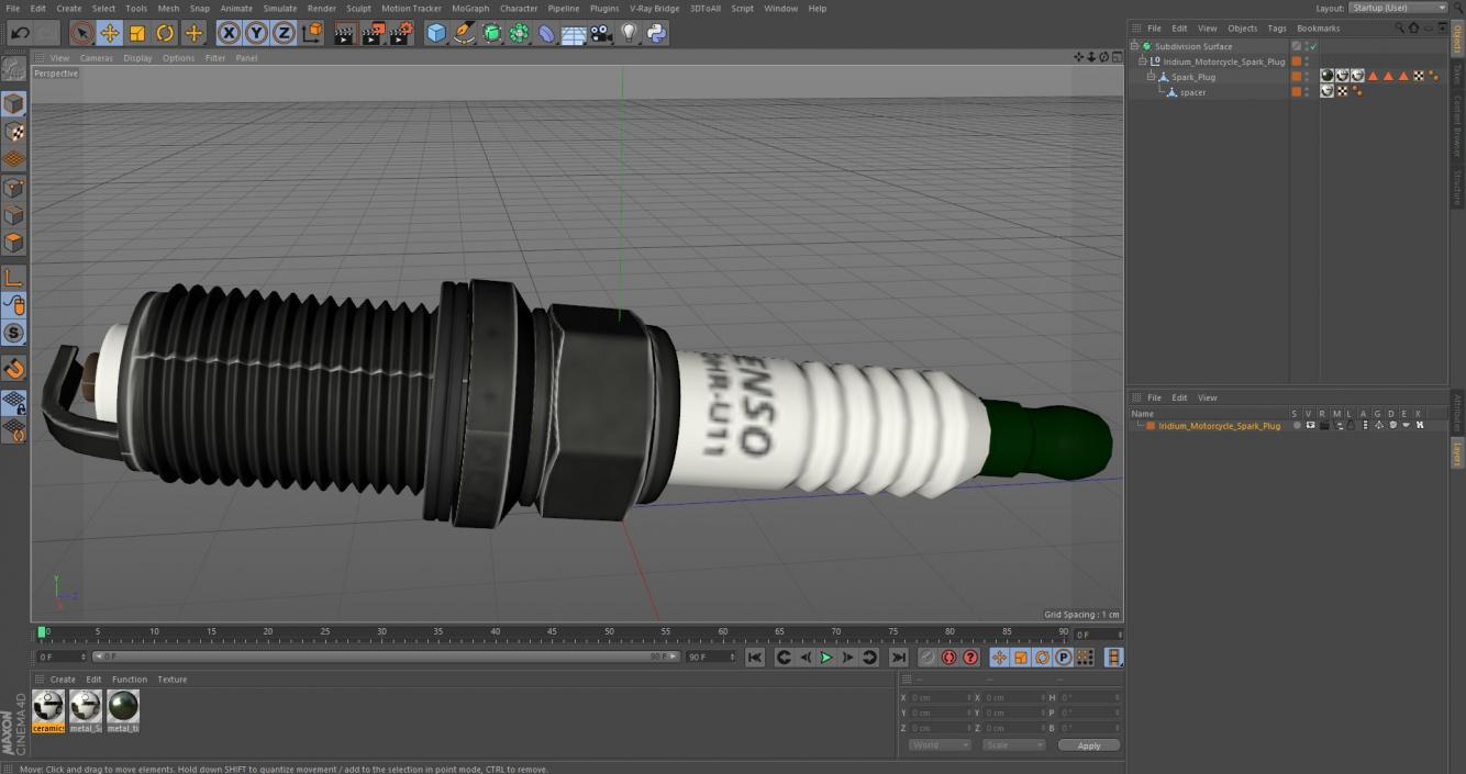 Iridium Motorcycle Spark Plug 3D model