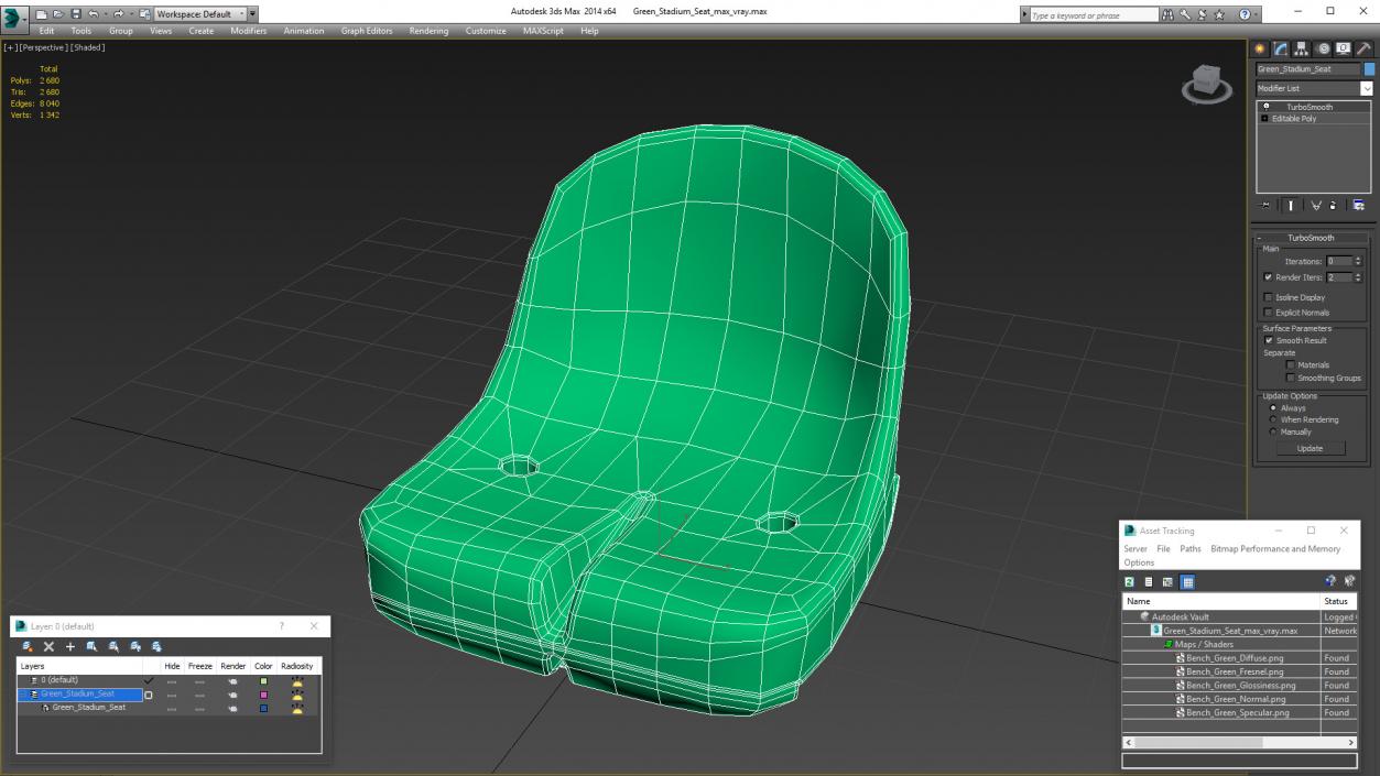 3D Green Stadium Seat model