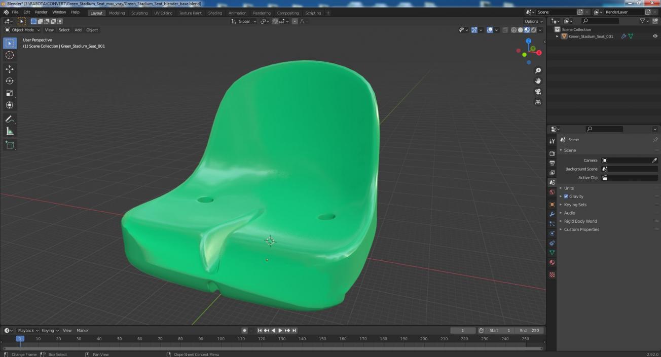 3D Green Stadium Seat model