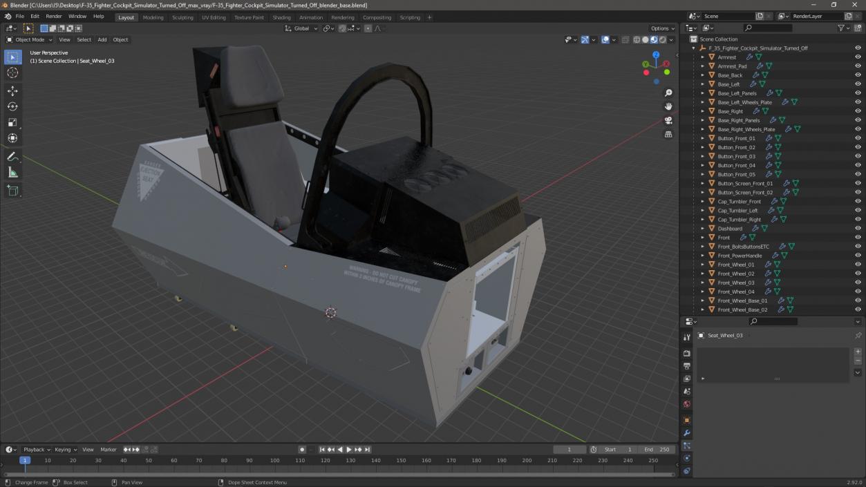 3D F-35 Fighter Cockpit Simulator Turned Off 2 model