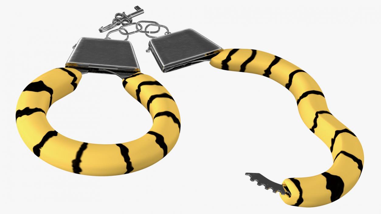 Unfastened Steel Tiger Handcuffs 3D