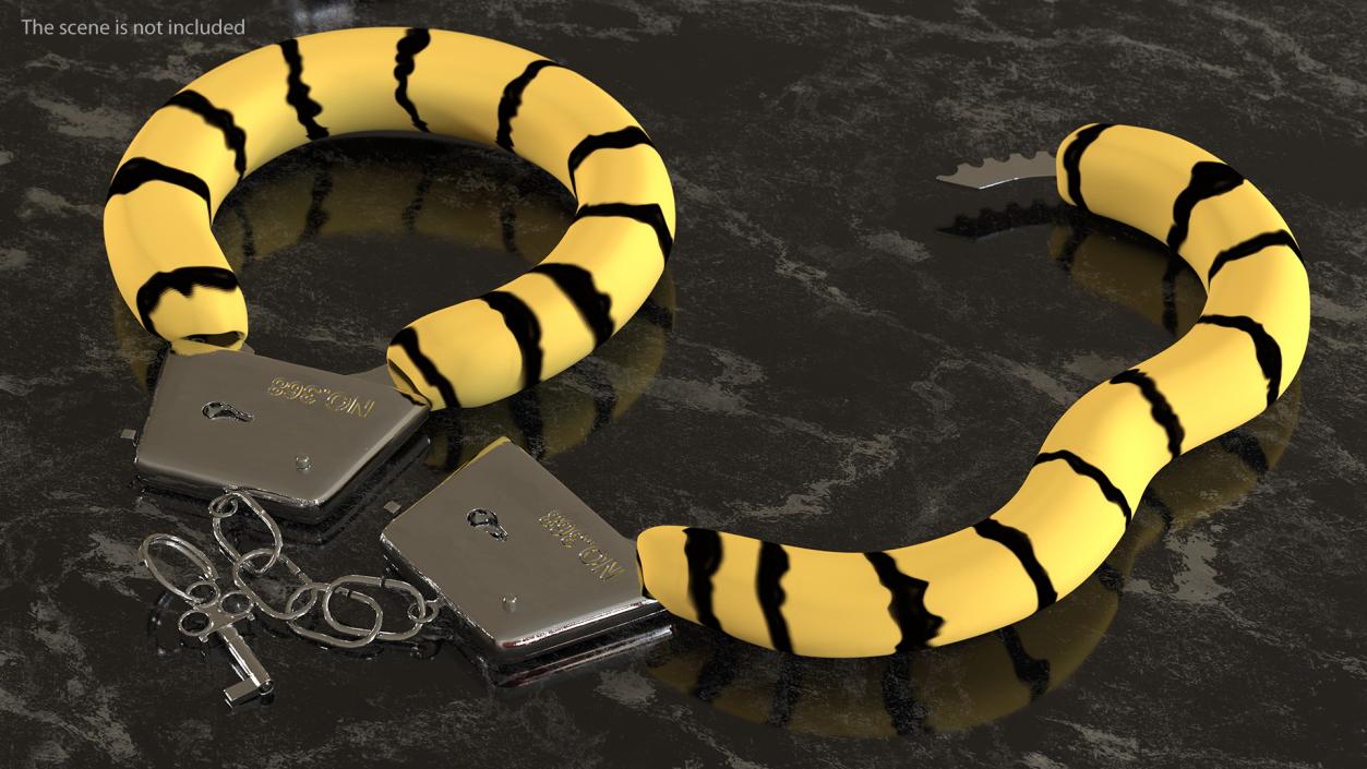 Unfastened Steel Tiger Handcuffs 3D