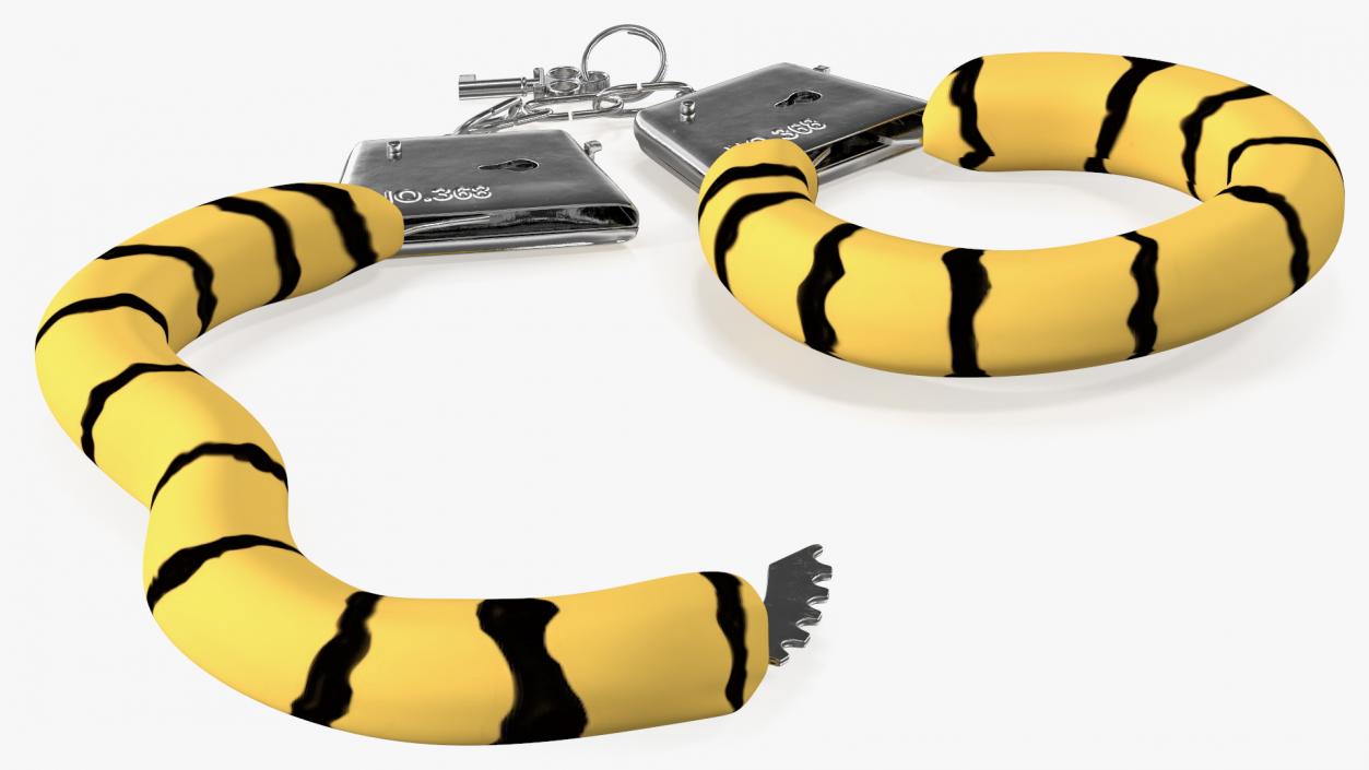 Unfastened Steel Tiger Handcuffs 3D