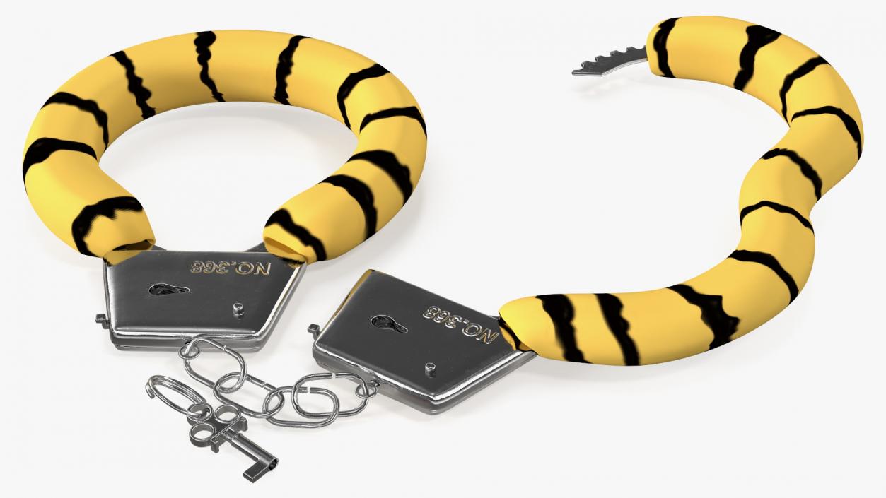 Unfastened Steel Tiger Handcuffs 3D