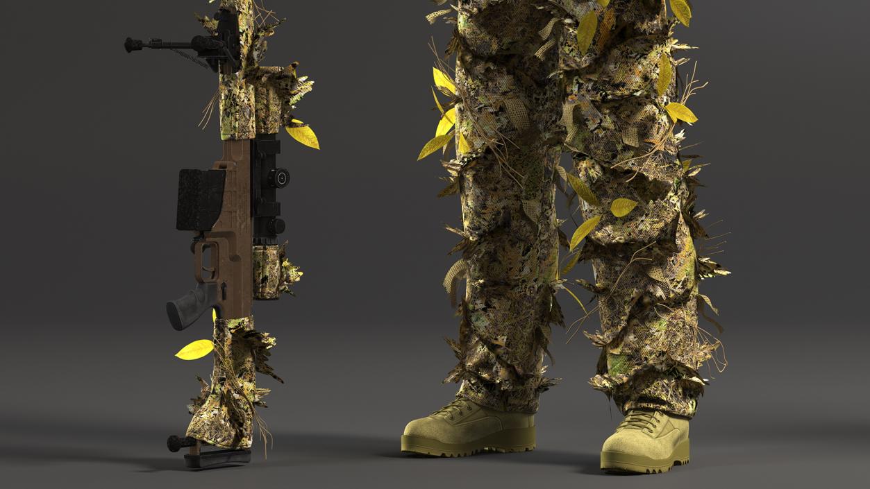 Sniper in Ghillie Suit Rigged 3D model