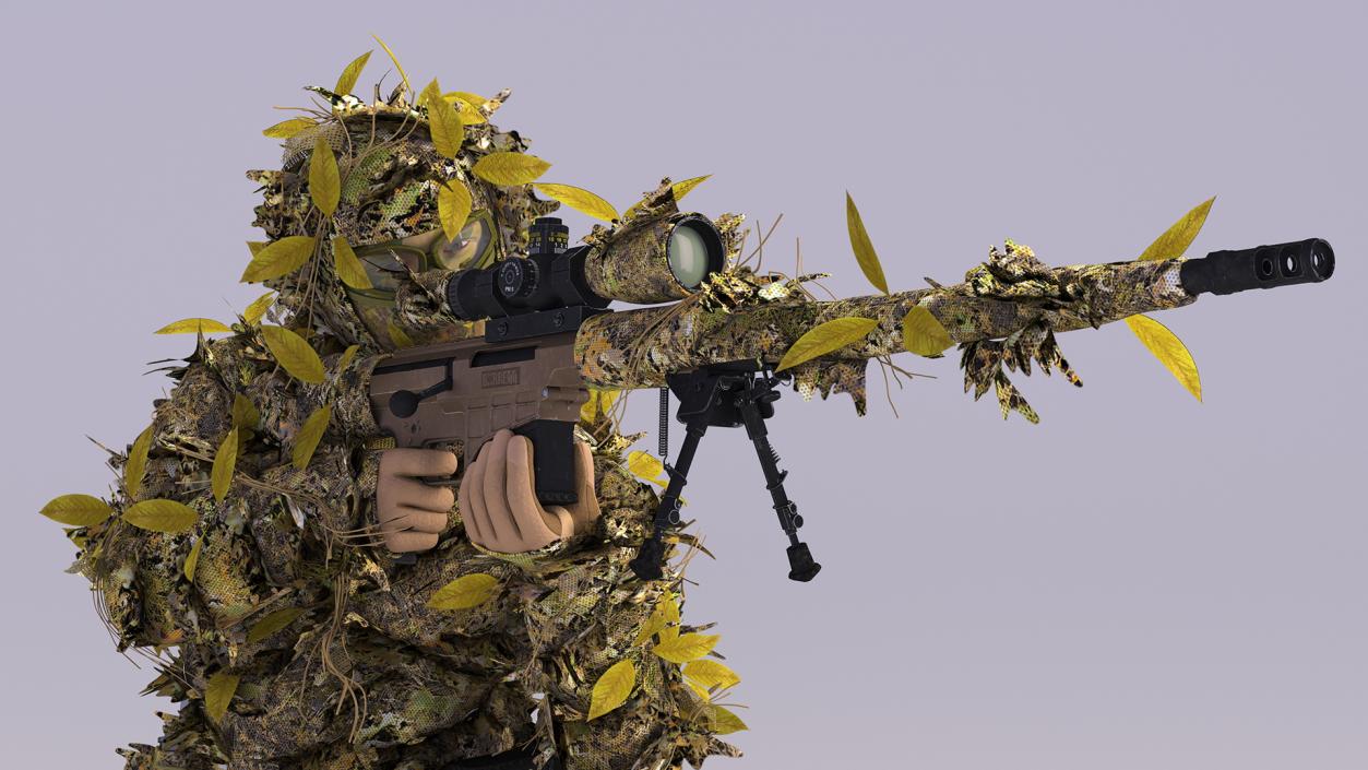 Sniper in Ghillie Suit Rigged 3D model