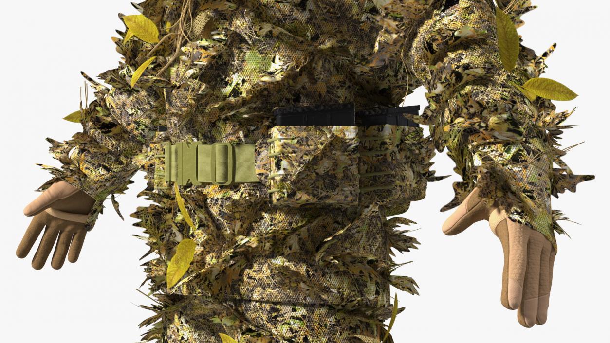 3D Sniper in Ghillie Suit Rigged for Cinema 4D model