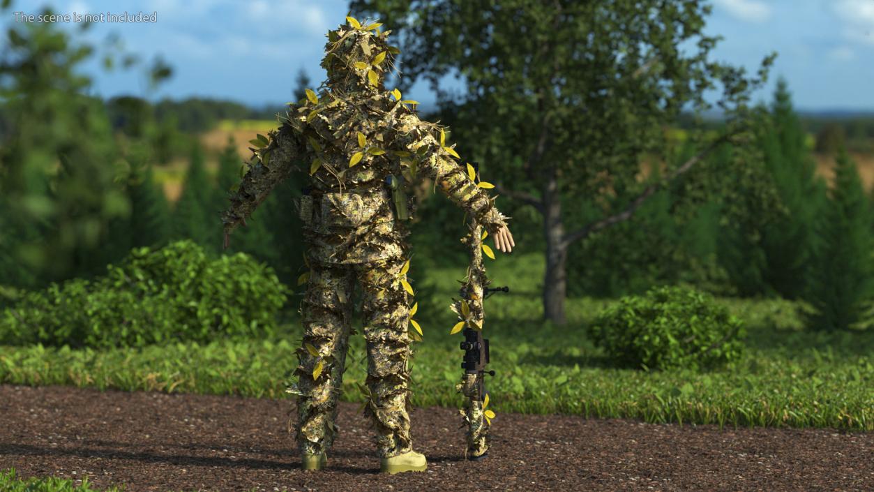 Sniper in Ghillie Suit Rigged 3D model