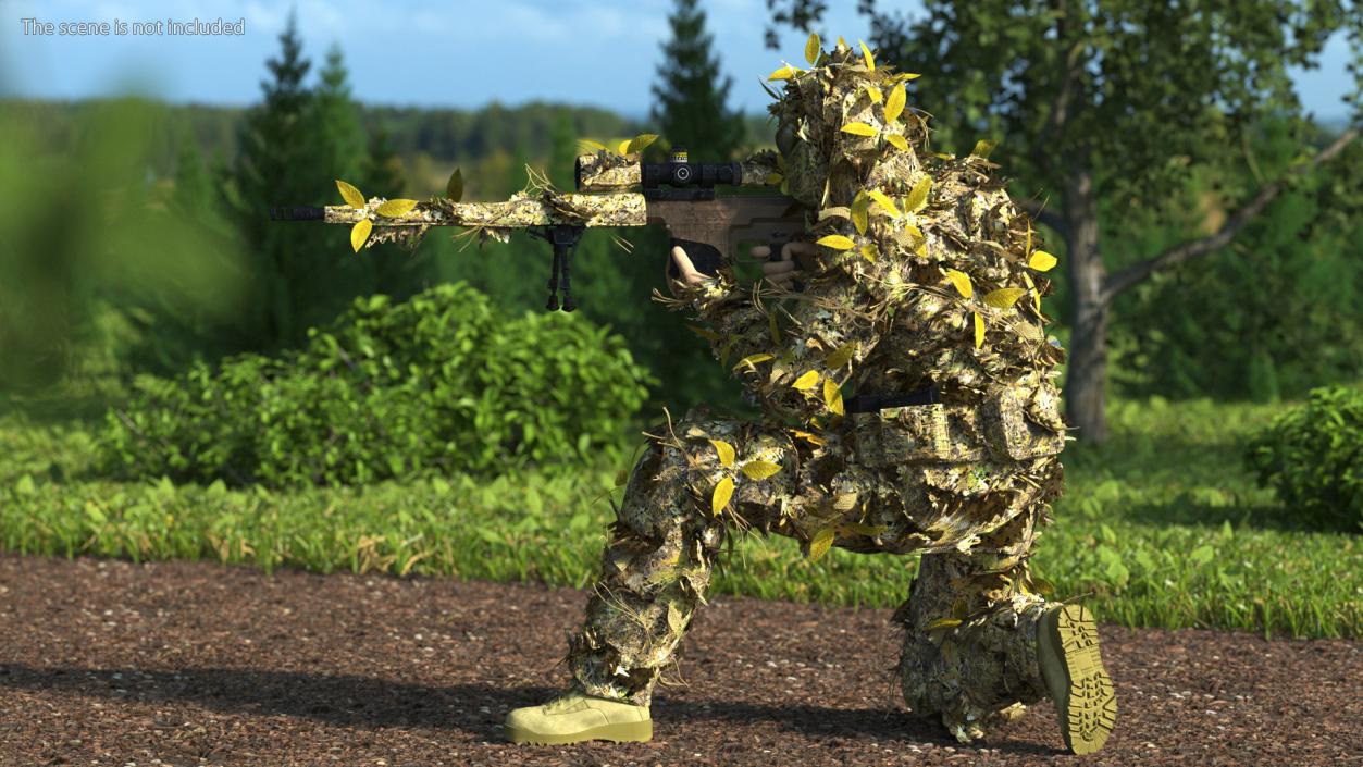 Sniper in Ghillie Suit Rigged 3D model