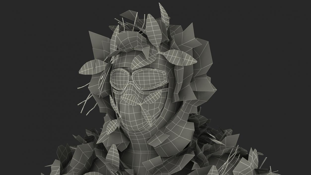 3D Sniper in Ghillie Suit Rigged for Modo model