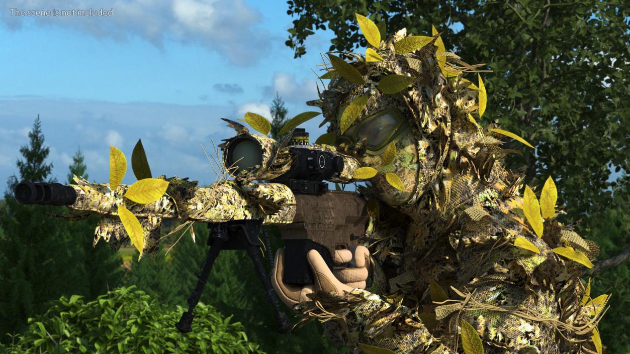 Sniper in Ghillie Suit Rigged 3D model