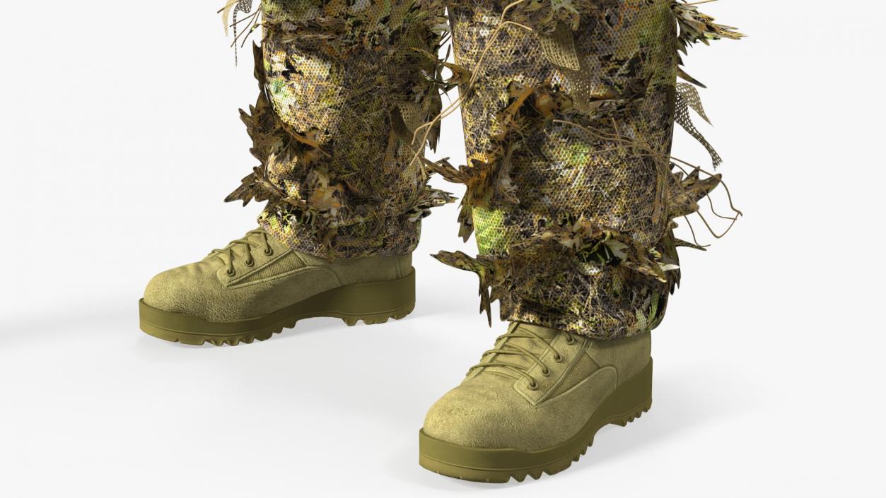 3D Sniper in Ghillie Suit Rigged for Maya model