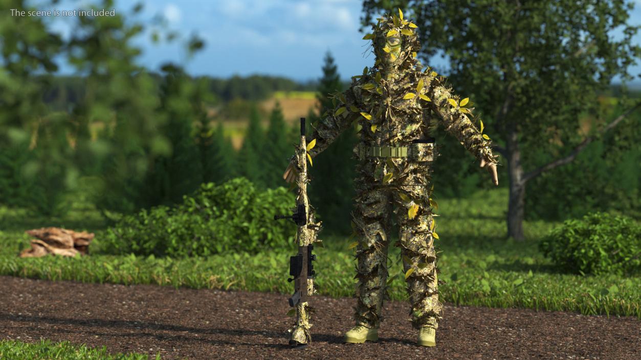 Sniper in Ghillie Suit Rigged 3D model