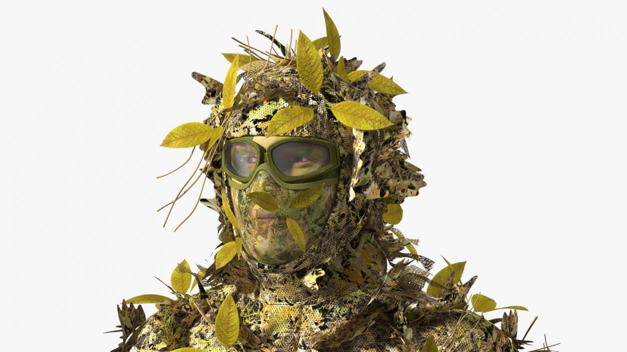 3D Sniper in Ghillie Suit Rigged for Maya model