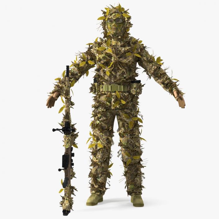 Sniper in Ghillie Suit Rigged 3D model