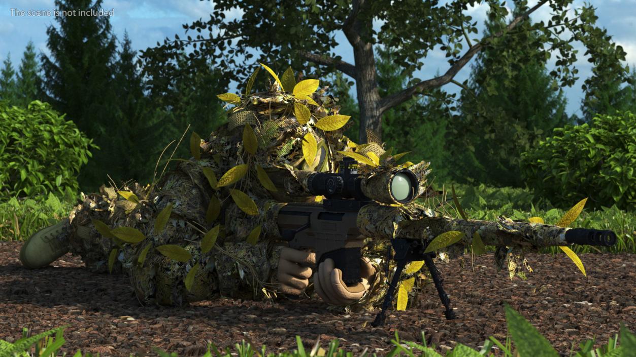 Sniper in Ghillie Suit Rigged 3D model