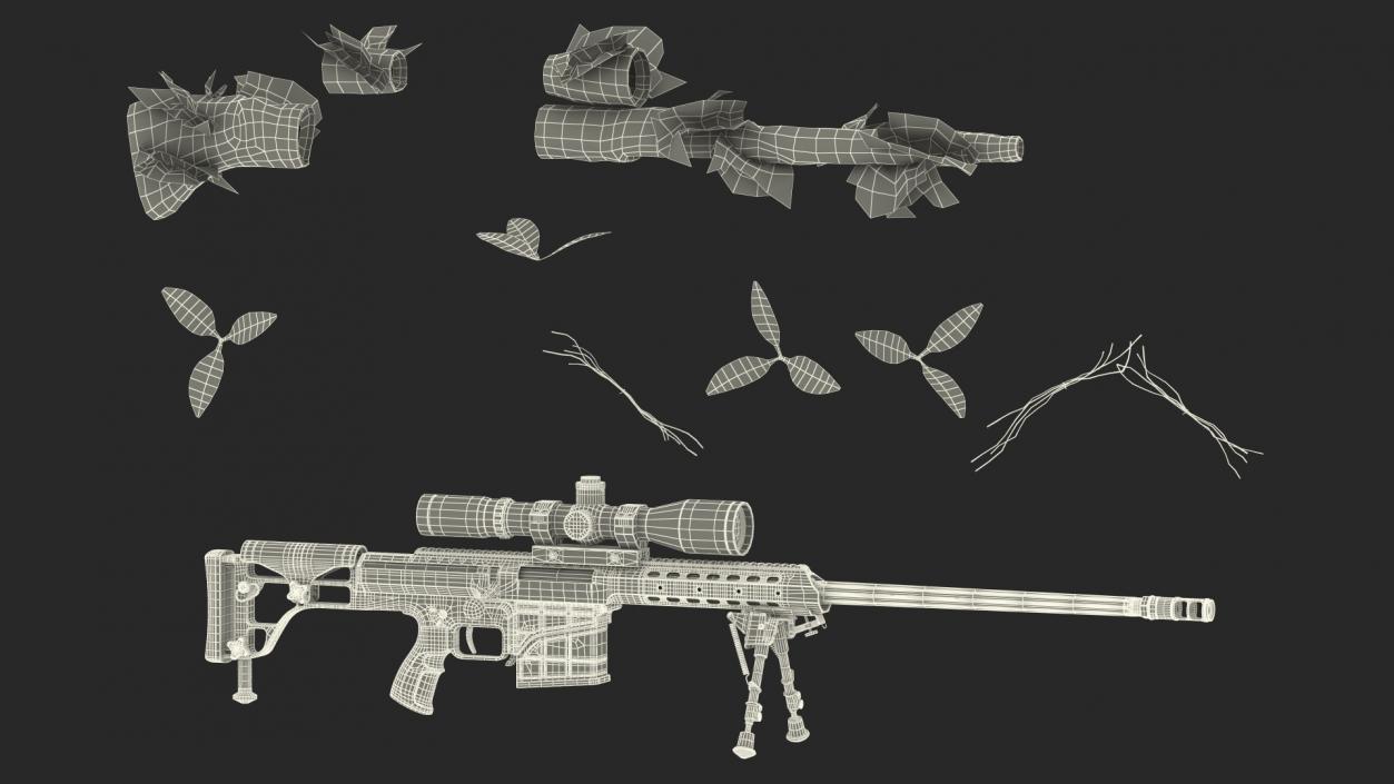 3D Sniper in Ghillie Suit Rigged for Cinema 4D model