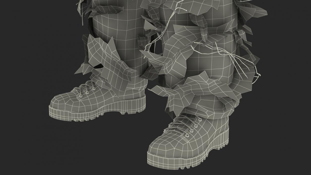 3D Sniper in Ghillie Suit Rigged for Modo model