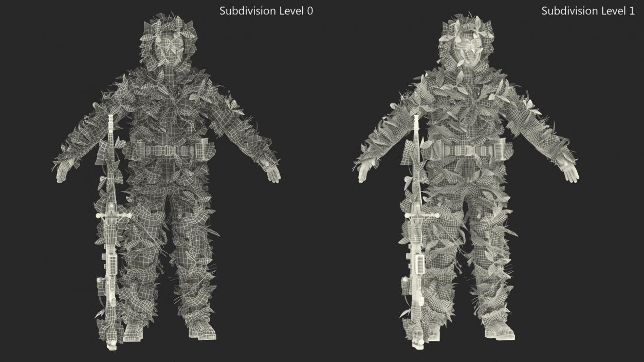 Sniper in Ghillie Suit Rigged 3D model