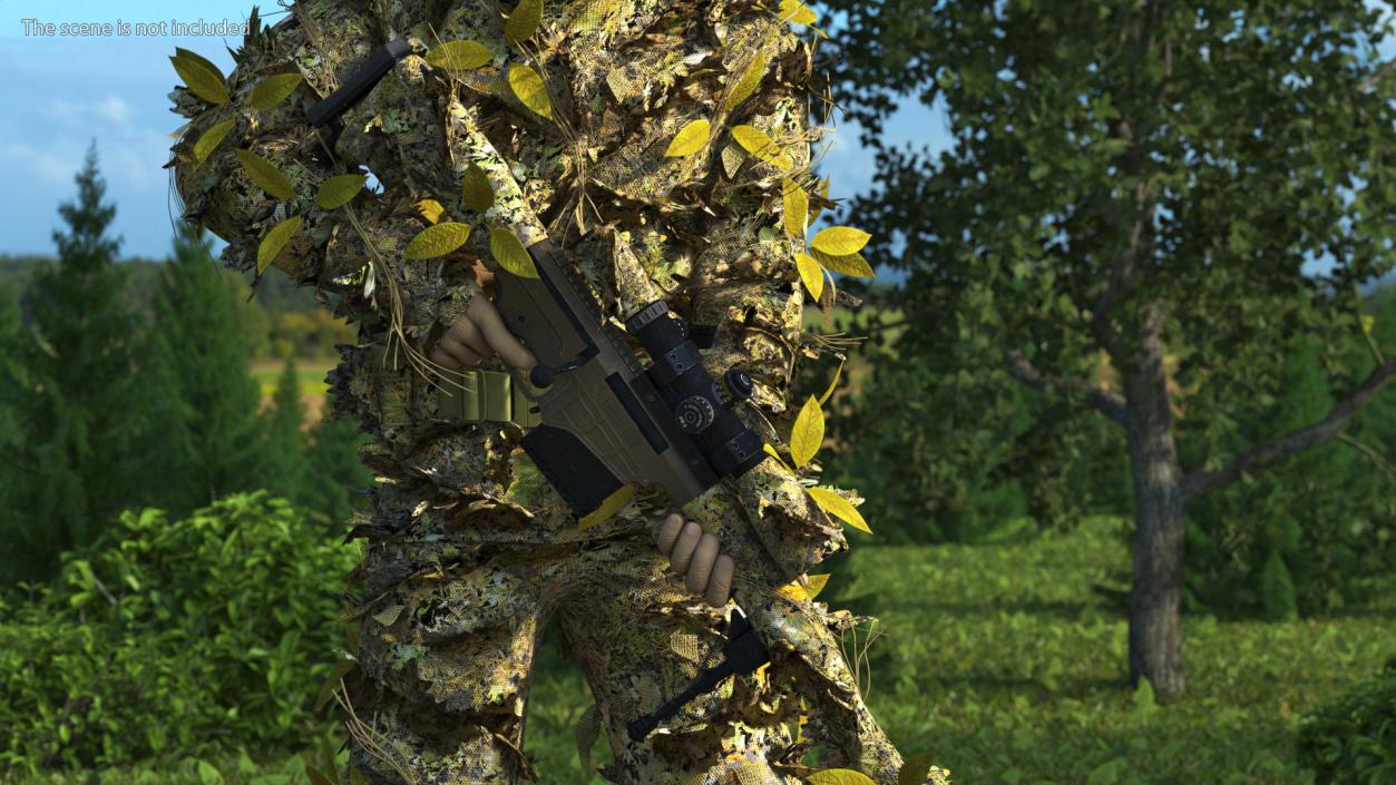 Sniper in Ghillie Suit Rigged 3D model