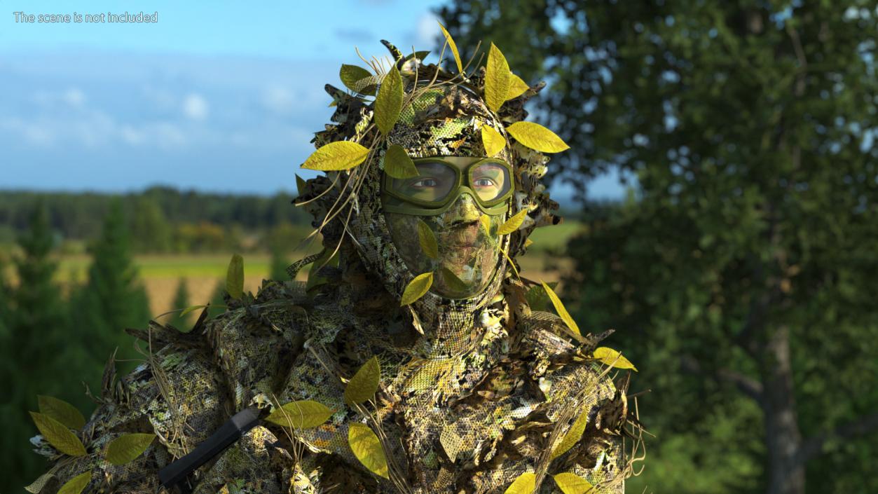 Sniper in Ghillie Suit Rigged 3D model