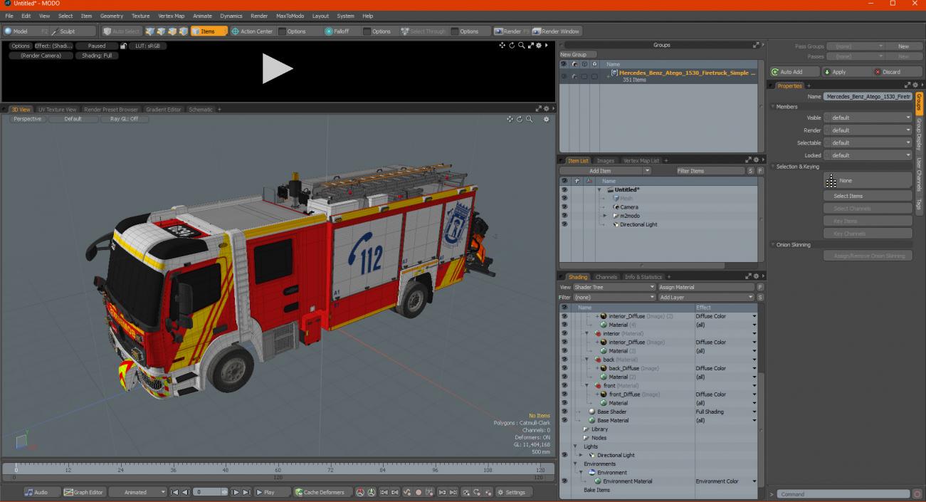 3D model Mercedes Benz Atego 1530 Firetruck Simple Interior