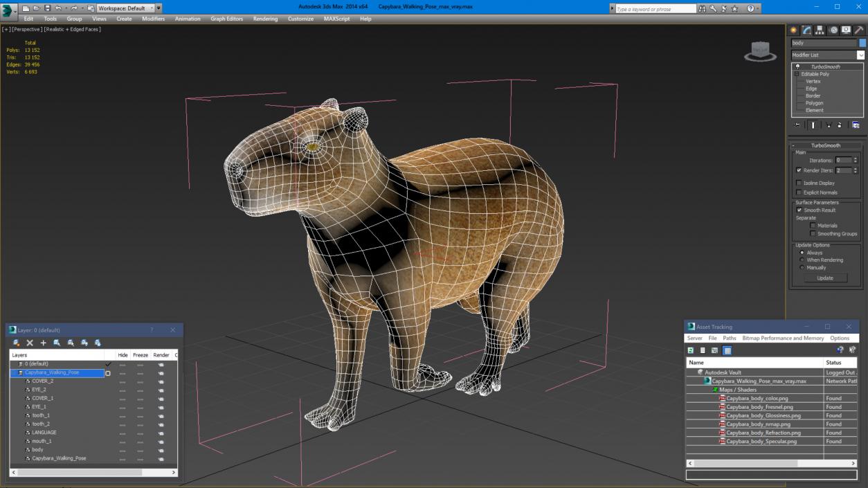 3D Capybara Walking Pose