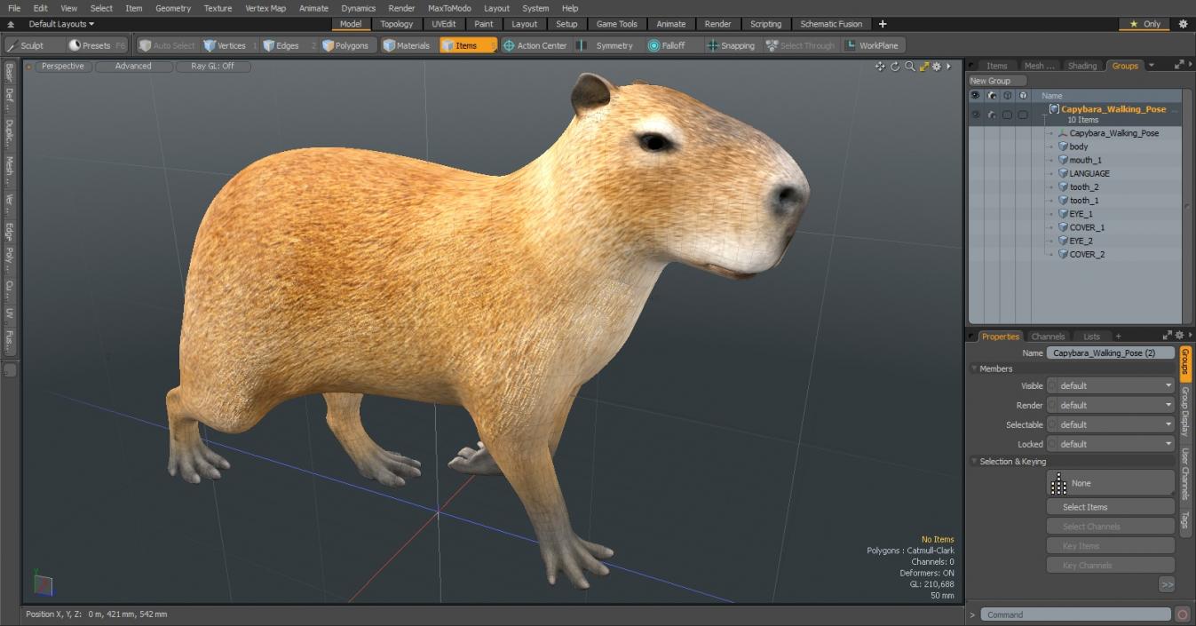 3D Capybara Walking Pose