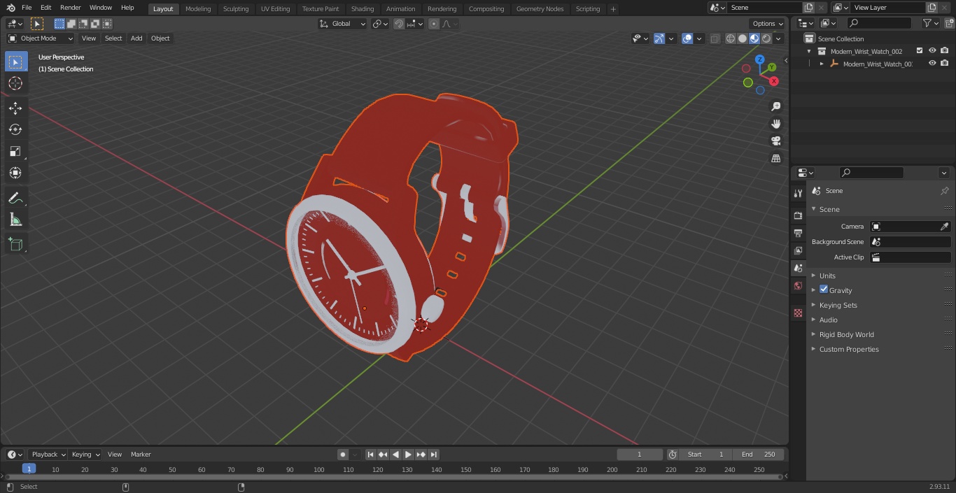 3D Modern Wrist Watch model