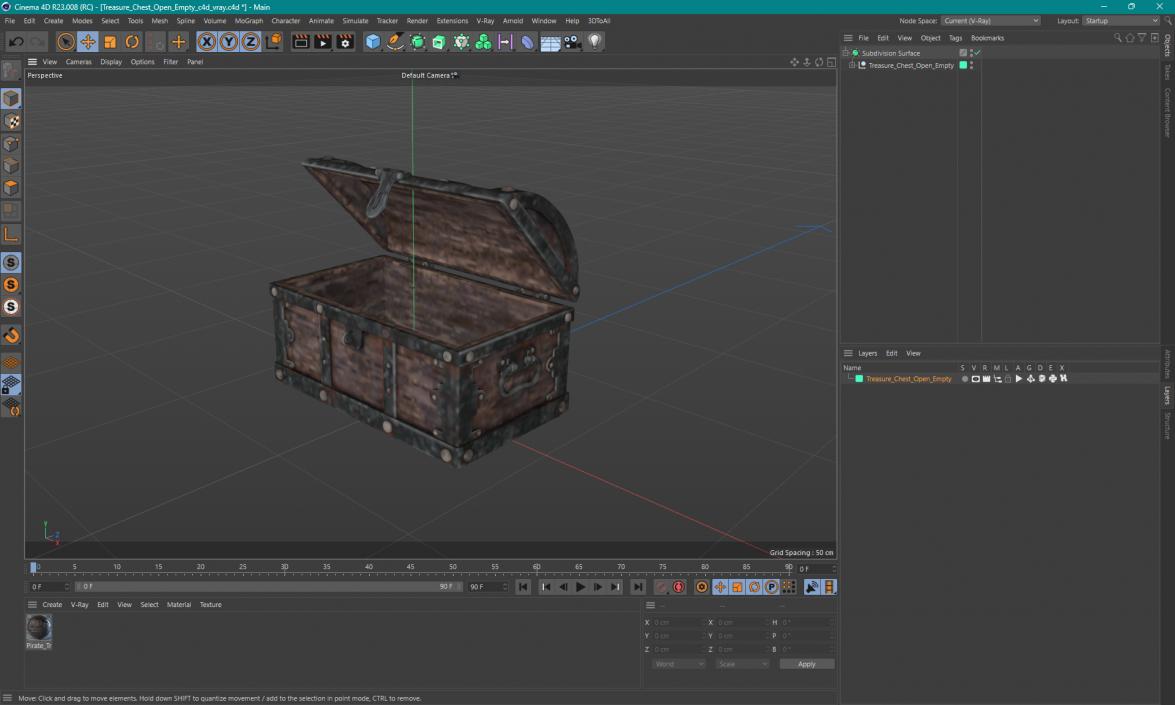 3D model Treasure Chest Open Empty