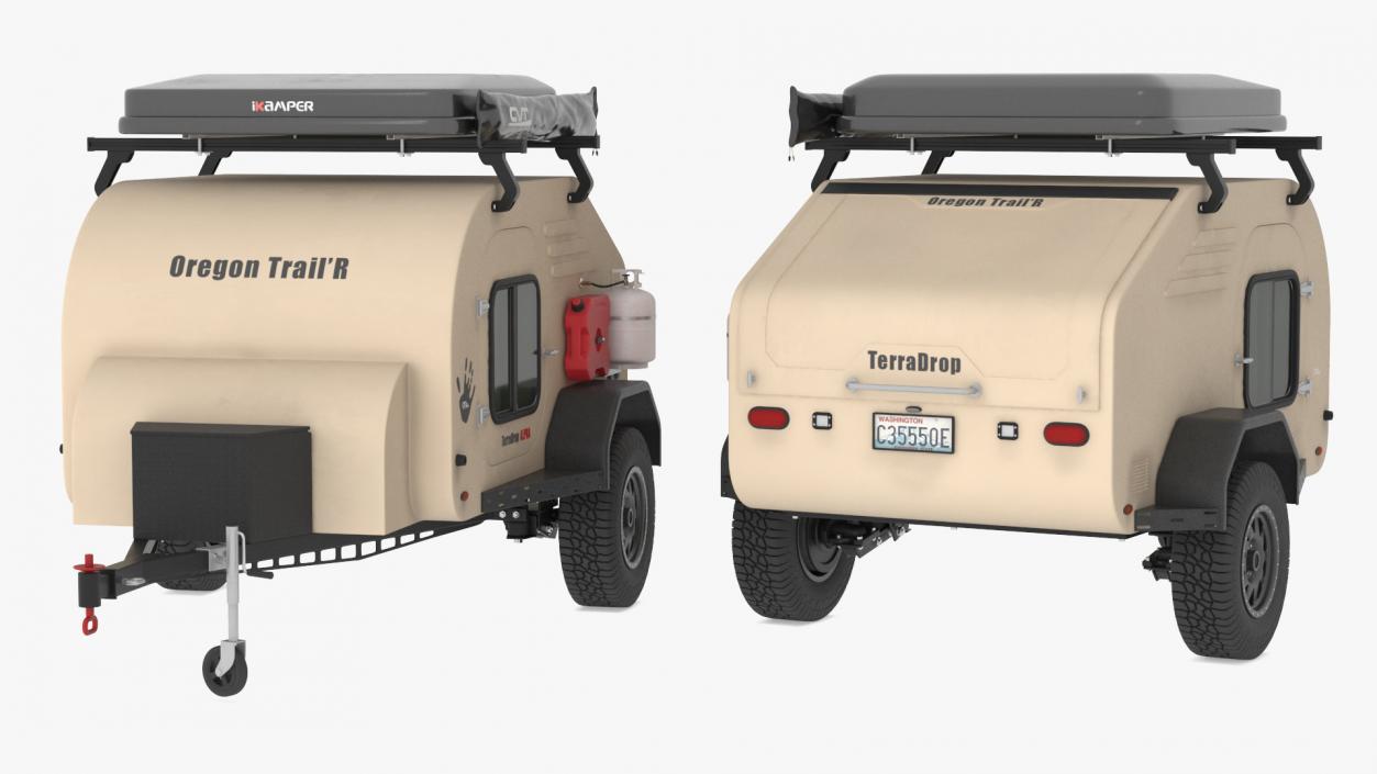 3D model Camping Trailer Teardrop Beige