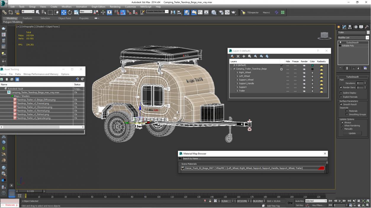 3D model Camping Trailer Teardrop Beige