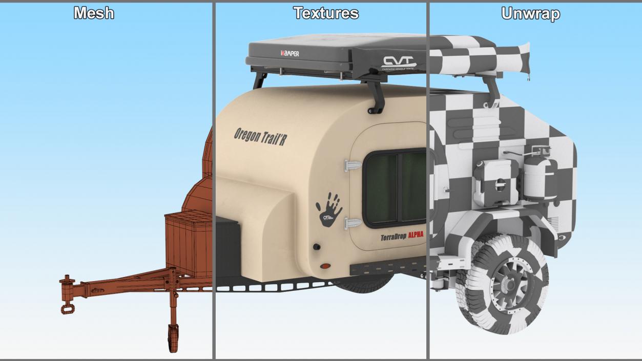 3D model Camping Trailer Teardrop Beige