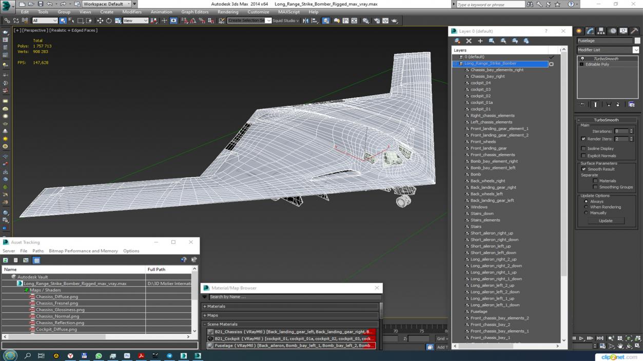 3D Long Range Strike Bomber Rigged