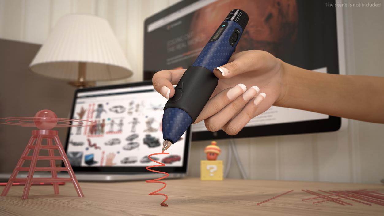 3D Printing Pen Blue Extrudes Spiral model