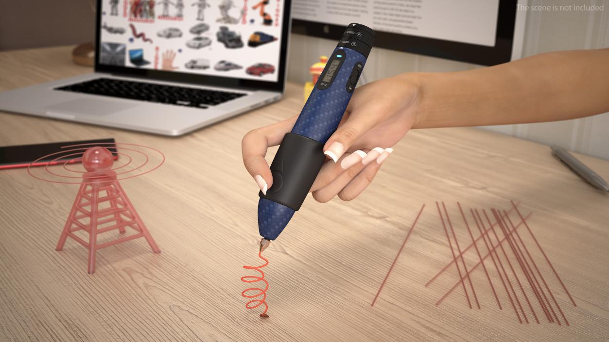 3D Printing Pen Blue Extrudes Spiral model