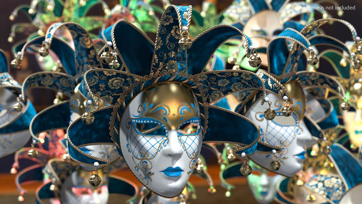 Blue Venetian Full Face Carnival Mask 3D