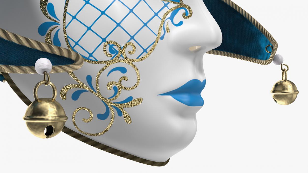 Blue Venetian Full Face Carnival Mask 3D